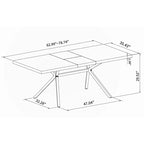 Table à manger extensible rectangulaire rétro avec piètement en croix en fer