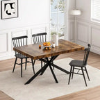 Table à manger extensible rectangulaire rétro avec piètement en croix en fer