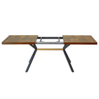 Table à manger extensible rectangulaire rétro avec piètement en croix en fer