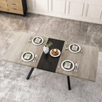 Table à manger extensible rectangulaire rétro avec piètement en croix en fer