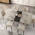 Table à manger extensible rectangulaire rétro avec piètement en croix en fer