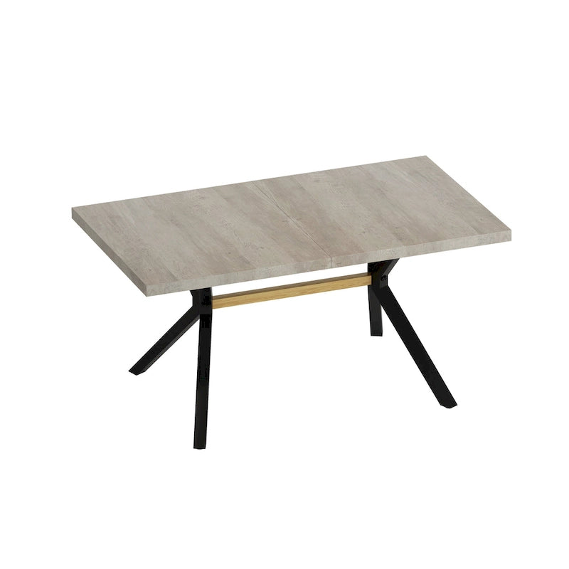 Table à manger extensible rectangulaire rétro avec piètement en croix en fer