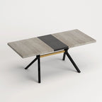 Table à manger extensible rectangulaire rétro avec piètement en croix en fer