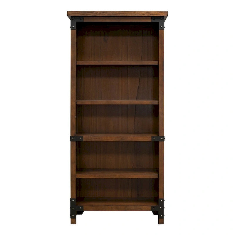 Bibliothèque ouverte rustique Addison, étagères de bureau, meuble de rangement, marron - 34 L x 72 H x 15 P