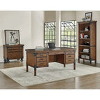 Bibliothèque ouverte rustique Addison, étagères de bureau, meuble de rangement, marron - 34 L x 72 H x 15 P