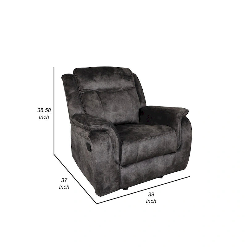 Fauteuil inclinable manuel Harbor 39 pouces, ressorts ensachés, velours suédine gris