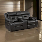 Millie 76 Inch Power Dual Recliner Loveseat, Cupholders, Gray Faux Leather