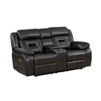 Causeuse inclinable électrique double Millie 76 pouces, porte-gobelets, similicuir gris