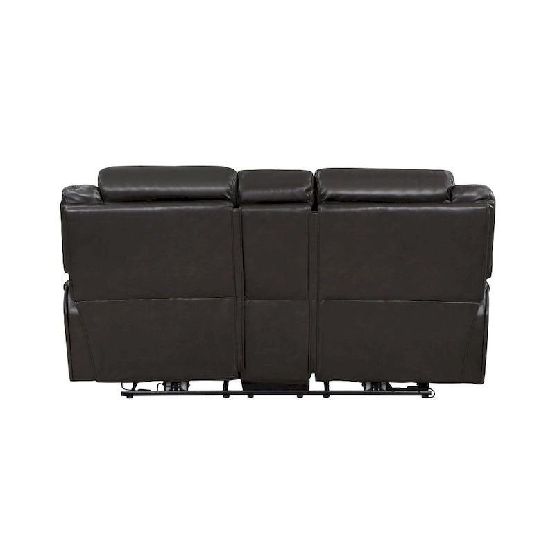 Causeuse inclinable électrique double Millie 76 pouces, porte-gobelets, similicuir gris