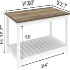Table Basse de Ferme avec Étagère de Rangement - 55,1 cm (P) x 99,8 cm (L) x 45 cm (H)