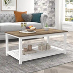 Table Basse de Ferme avec Étagère de Rangement - 55,1 cm (P) x 99,8 cm (L) x 45 cm (H)