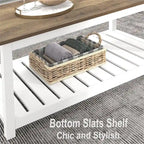 Table Basse de Ferme avec Étagère de Rangement - 55,1 cm (P) x 99,8 cm (L) x 45 cm (H)
