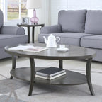 Table basse ovale en bois avec étagère