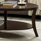 Table basse ovale en bois avec étagère