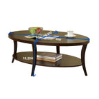 Table basse ovale en bois avec étagère