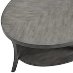 Table basse ovale en bois avec étagère