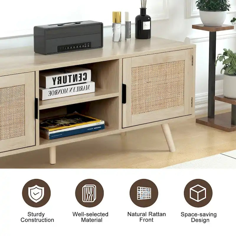 Anmytek 47 Meuble TV moderne pour téléviseur jusqu'à 65 pouces - 119 cm de large