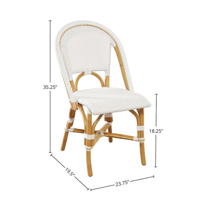 Chaise de salle à manger Leroy en rotin, blanc