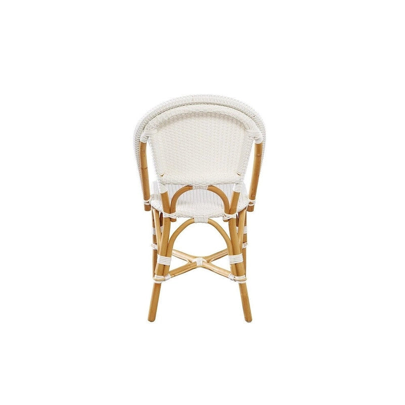 Chaise de salle à manger Leroy en rotin, blanc