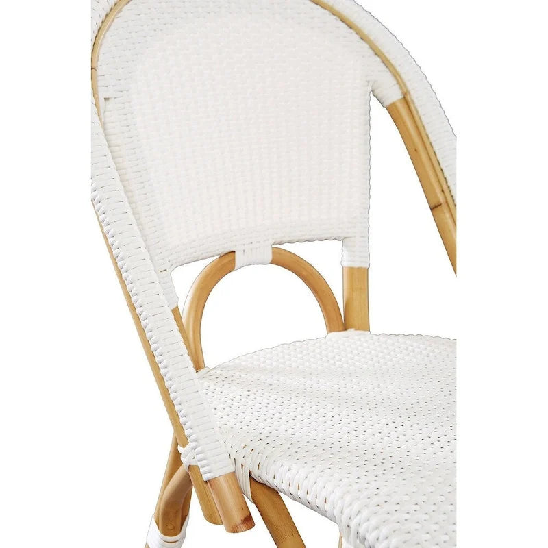 Chaise de salle à manger Leroy en rotin, blanc
