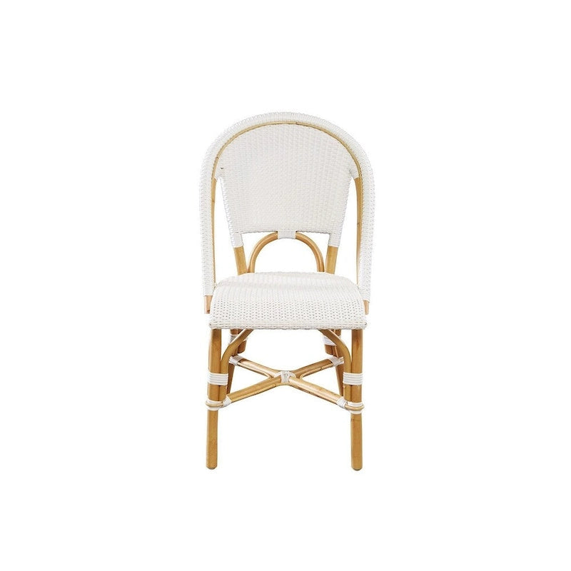Chaise de salle à manger Leroy en rotin, blanc