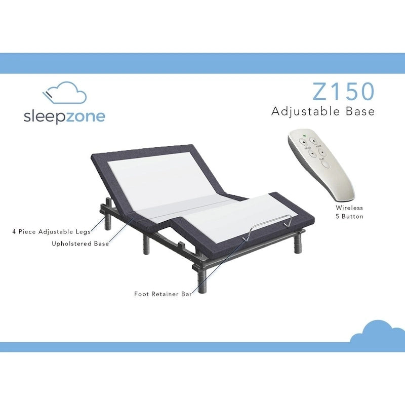 Ensemble matelas en mousse à mémoire de forme 12 pouces Sleep Zone Pacifica et base réglable