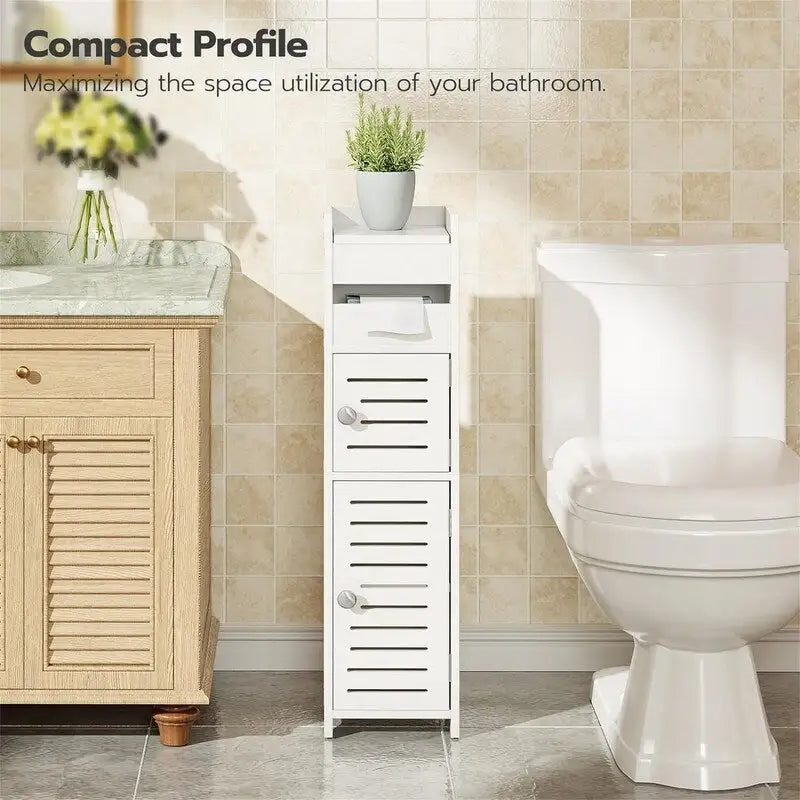 Small Bathroom Storage Cabinet with Door - 7.9  D x 7.9  W x 30.7  H