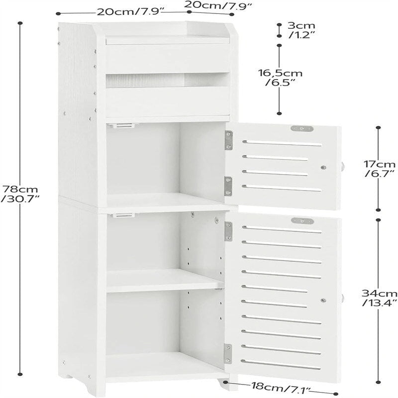 Meuble de Rangement Haut de Salle de Bain avec Porte - 20 P x 20 L x 78 H cm