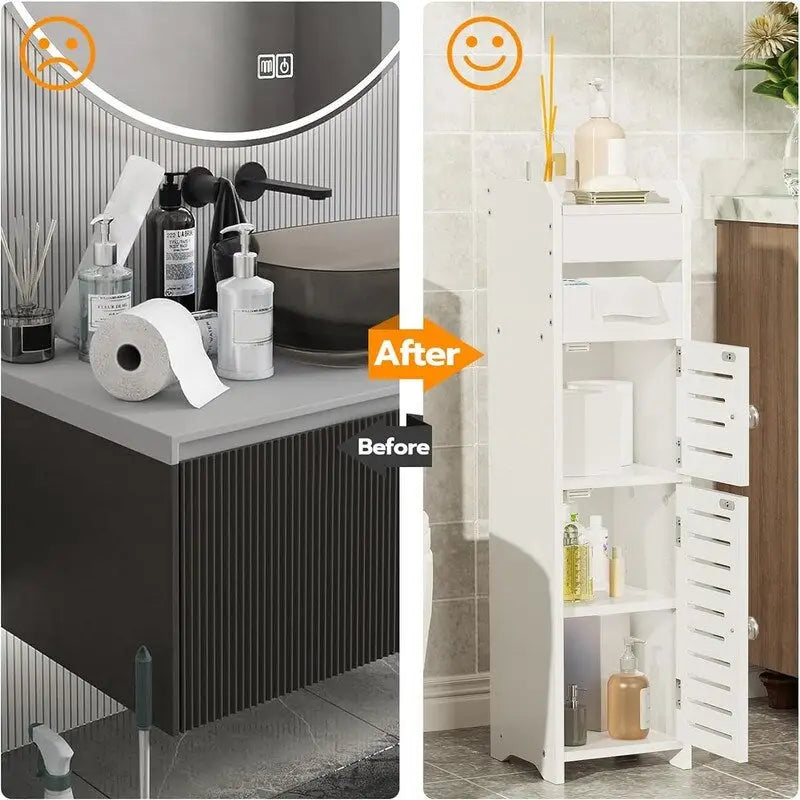 Meuble de Rangement Haut de Salle de Bain avec Porte - 20 P x 20 L x 78 H cm
