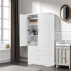 Meuble de rangement de salle de bain Colonne de rangement haute avec deux portes et tiroirs, étagère réglable