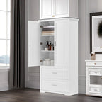 Meuble de rangement de salle de bain Colonne de rangement haute avec deux portes et tiroirs, étagère réglable