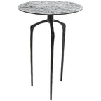 Table d'appoint en métal aluminium, géométrique, fine et texturée – Argent, Or ou Gris – Roche River Decor