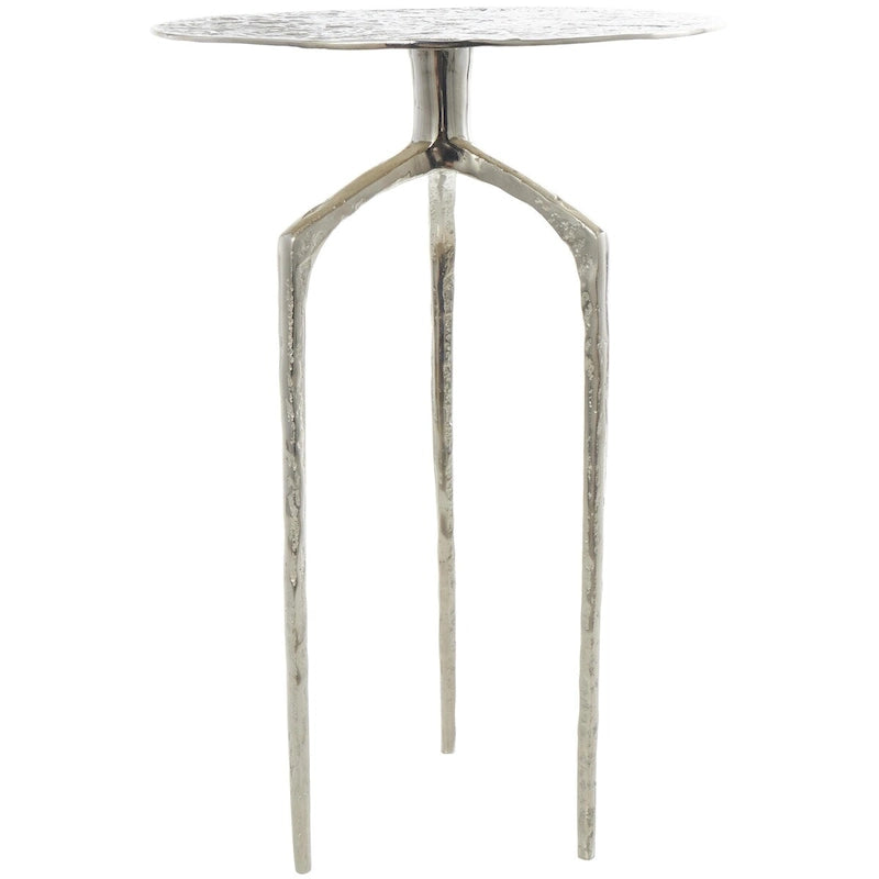 Table d'appoint en métal aluminium, géométrique, fine et texturée – Argent, Or ou Gris – Roche River Decor