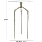 Table d'appoint en métal aluminium, géométrique, fine et texturée – Argent, Or ou Gris – Roche River Decor