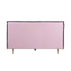Lit Eastern King en cuir pleine fleur avec pieds en métal, finition rose
