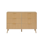 Bedroom Dresser, 6 Double Dressers with Wavy Drawers, Wooden Chest of Drawers for Children's Room, Living Room